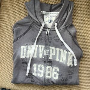 NWOT gray “University of Pink” peace/ love hoodie